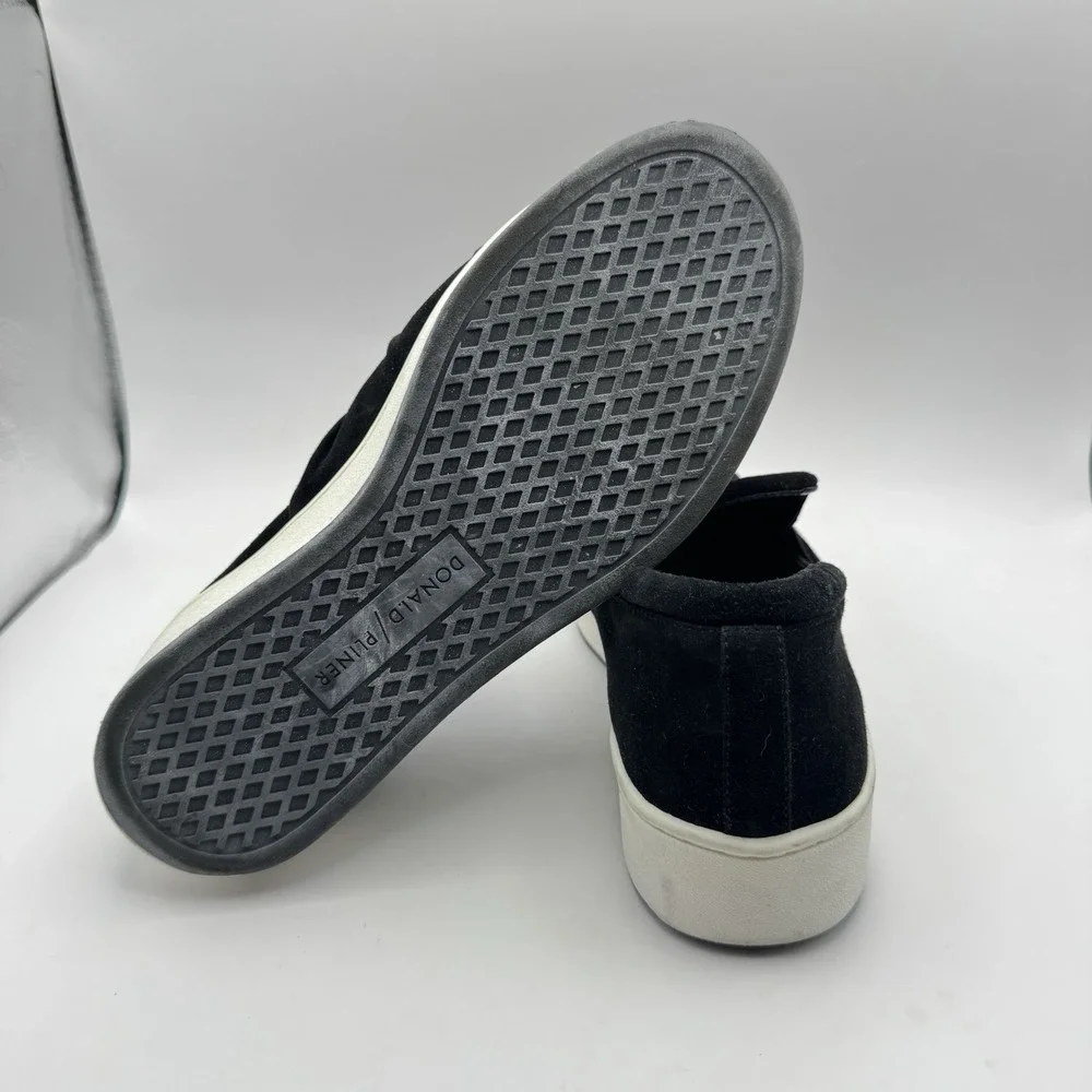 DONALD J. PLINER CELET RUCHING BLACK SUEDE SNEAKERS SHOES WOMENS SZ 7.5M